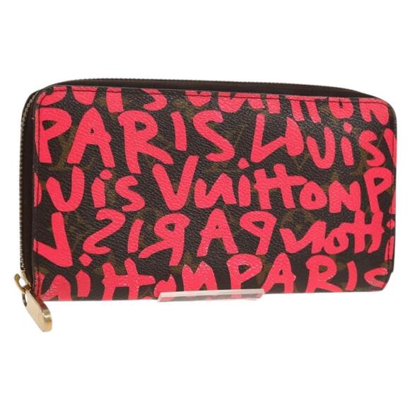 LOUIS VUITTON Monogram Graffiti Zippy Wallet Pink M93710 LV  LOUIS VUITTON Monogram Graffiti Zippy Wallet Wallet Pink M93710 Auth 143030V
